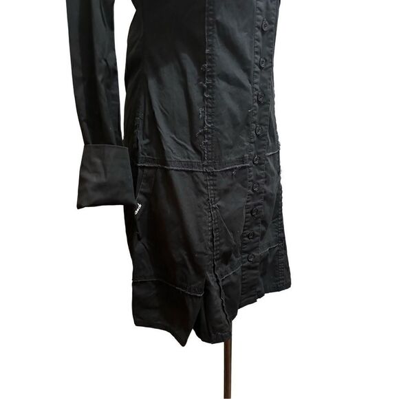 Hooch Womens Black Cotton Stretch Button Up Above Knee Goth Emo Dress Size S - Picture 6 of 12